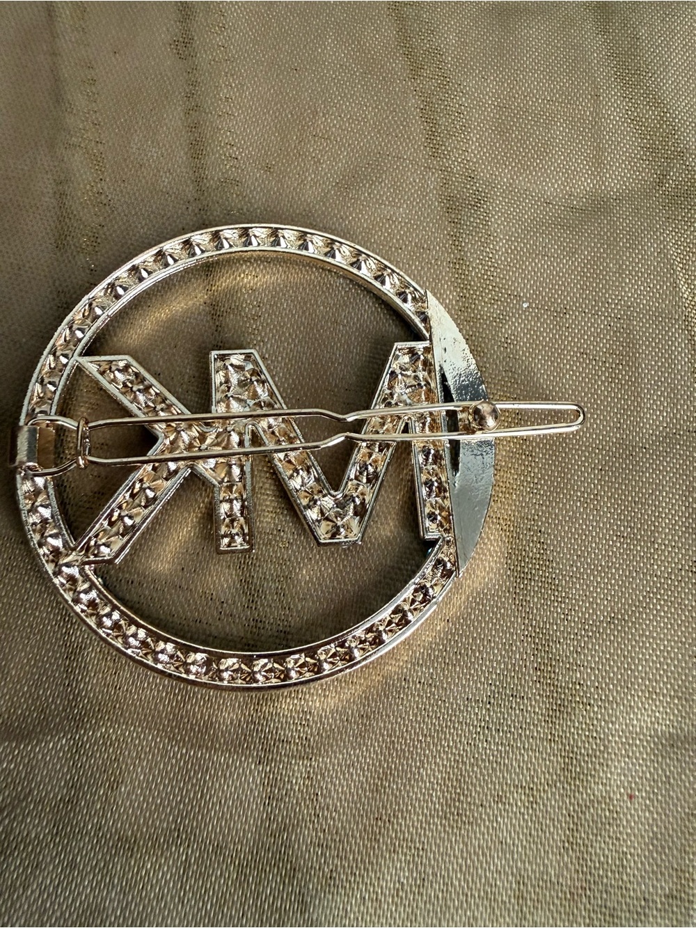 Michael Kors Turquoise Crystal Logo Hair Pin - Picture 3 of 4